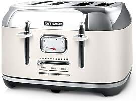 Muse Edelstahl-Toaster im weißen Retro Design,