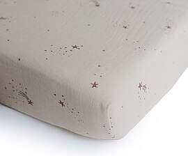 mushie - Spannbettlaken in Beige - (L)100 x (B)40