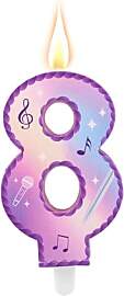 Musik Thema Geburtstags Zahlen Kerzen, Rosa Lila