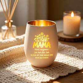 Muttertagsgeschenk, Weiß Windlicht mit Gravur, 