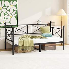 MUZERUL Tagesbett Metallbett 90x200 cm, Einzel