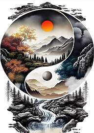 MXJSUA Diamant Painting Bilder, Landschaft Tai Chi 