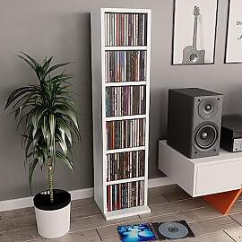 Myheimly CD-Schrank Weiß 21x20x88 cm Holzwerkstoff