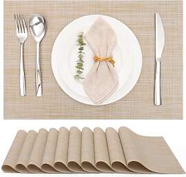 Myir JUN Tischsets Abwaschbar 10erSet,Gewebte