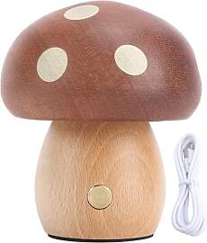 Nachtlicht-Pilz-LED-Tischlampe aus Holz, Warmes