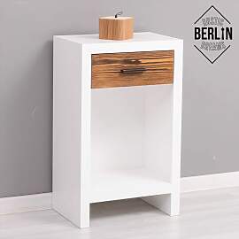 Nachttisch Berlin im Landhausstil, weiß braun