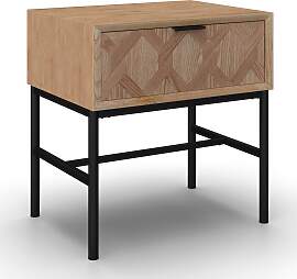 Nachttisch Milano Schwarz/Esche Echtholz/MDF