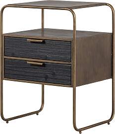 Nachttisch Polite aus Holz und Metall, elegant,