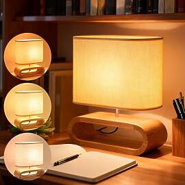 Nachttischlampe aus Holz, Tischlampe mit E27