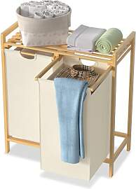 NAIZY Wäschekorb 2 Fächer 72L/2x36L