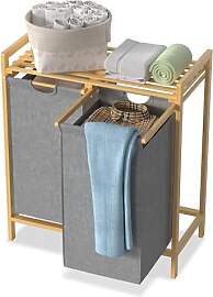 NAIZY Wäschekorb 2 Fächer 72L/2x36L