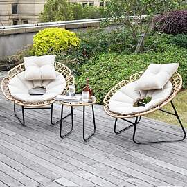 NALONE Gartenmöbel Set Mit gehärtetem Glastisch, 