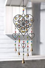 Namaste Herz und Glas Bead Windspiel, Fair Trade