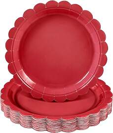 NatNarr 30 Stück Pappteller Rot 23 cm Pappteller