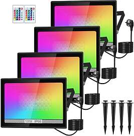 NATPOW 100W LED Strahler Außen, 4 Pack RGB