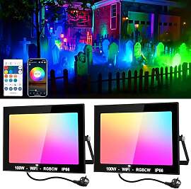 NATPOW 100W RGB Strahler Außen, Smart RGB