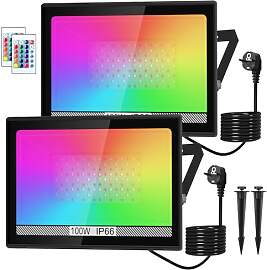 NATPOW LED Strahler Außen, 100W RGB Strahler mit