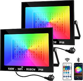 NATPOW LED Strahler Außen, 100W Smart RGB
