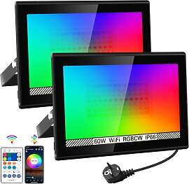 NATPOW LED Strahler Außen, 60W Smart RGB Strahler 