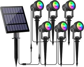 NATPOW RGB Gartenstrahler Solar, Gartenleuchte LED 