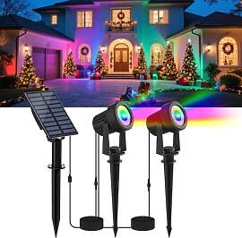 NATPOW Solarstrahler für Außen Garten, RGB