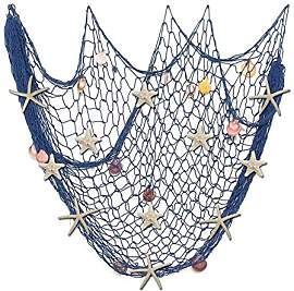 Nature Fish Net Wanddekoration mit Muscheln und 10 