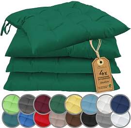 NatureMark 4er Set Stuhlkissen mit Bändern 40x40