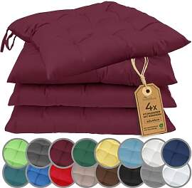 NatureMark 4er Set Stuhlkissen mit Bändern 40x40