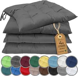 NatureMark 4er Set Stuhlkissen mit Bändern 40x40