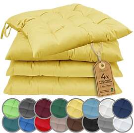 NatureMark 4er Set Stuhlkissen mit Bändern 40x40