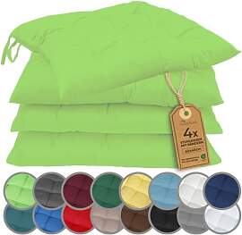 NatureMark 4er Set Stuhlkissen mit Bändern 40x40