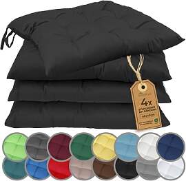 NatureMark 4er Set Stuhlkissen mit Bändern 40x40