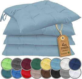 NatureMark 4er Set Stuhlkissen mit Bändern 40x40