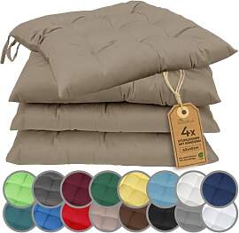 NatureMark 4er Set Stuhlkissen mit Bändern 40x40