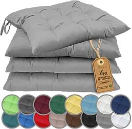 NatureMark 4er Set Stuhlkissen mit Bändern 40x40