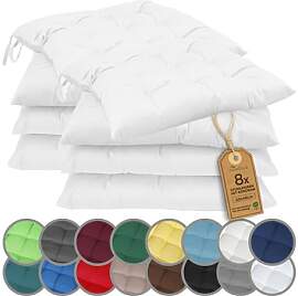 NatureMark 8er Set Stuhlkissen mit Bändern 40x40