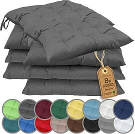 NatureMark 8er Set Stuhlkissen mit Bändern 40x40