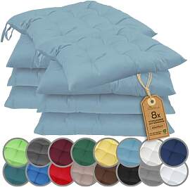 NatureMark 8er Set Stuhlkissen mit Bändern 40x40