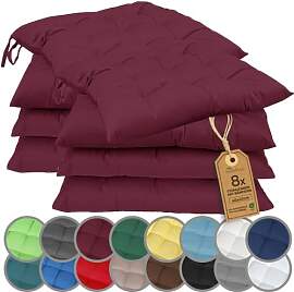NatureMark 8er Set Stuhlkissen mit Bändern 40x40