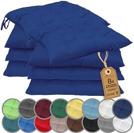 NatureMark 8er Set Stuhlkissen mit Bändern 40x40