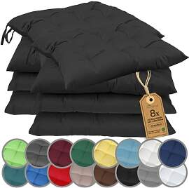 NatureMark 8er Set Stuhlkissen mit Bändern 40x40
