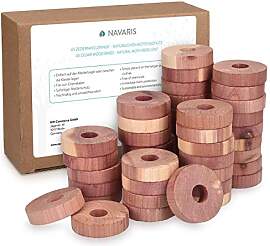 Navaris 45x Bio Mottenschutz Ringe aus Zedernholz