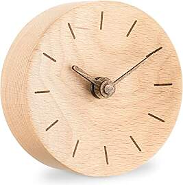 Navaris Analog Holz Tischuhr rund - 11 x 11 x