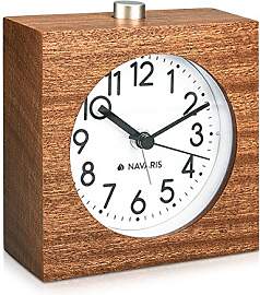 Navaris Analog Holz Wecker mit Snooze - Retro Uhr