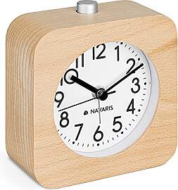 Navaris Analog Holz Wecker mit Snooze - Retro Uhr