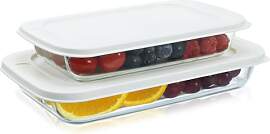Navaris Glas Auflaufform mit Deckel 2er Set -
