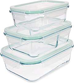 Navaris Glas Frischhaltedose Set mit Deckel - 3x