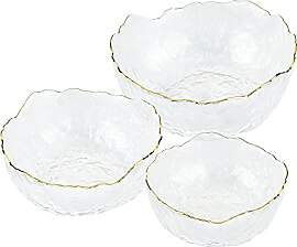 Navaris Glasschüssel Set mit goldenem Rand - 3
