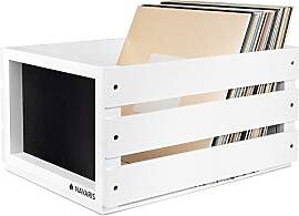 Navaris Holz Schallplatten Kiste mit Kreidetafel - 