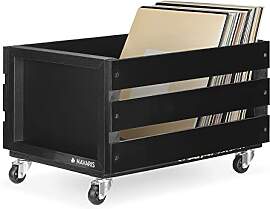 Navaris Holz Schallplatten Kiste mit Kreidetafel - 